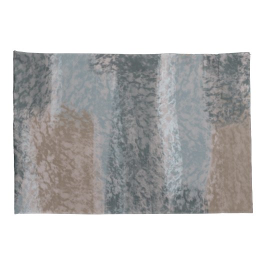 抽象芸術ソフトフーズグレーベージュスチールブルー&ブラウン 枕カバー (裏面-右)