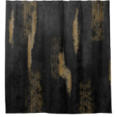 抽象芸術ソフトフーズ深い炭&金ゴールド シャワーカーテン (正面)