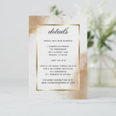 抽象芸術ソフトブラウン金ゴールドマーブル詳細 出欠カード (スタンド正面)