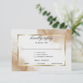 抽象芸術ソフトブラウン金ゴールドマーブル 出欠カード (スタンド正面)