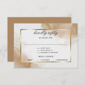 抽象芸術ソフトブラウン金ゴールドマーブル 出欠カード (正面/裏面)