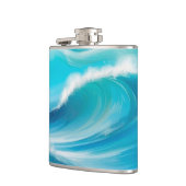 抽象芸術ソフトブルー海スプラッシュ波 フラスク (左)