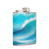 抽象芸術ソフトブルー海スプラッシュ波 フラスク (右)