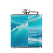 抽象芸術ソフトブルー海スプラッシュ波 フラスク (裏面)