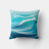 抽象芸術ソフトブルー海水波スプラッシュ クッション (裏面)