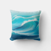 抽象芸術ソフトブルー海水波スプラッシュ クッション (正面)