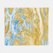 抽象芸術ソフトブルー：ゴールデンTouch。 フリースブランケット (正面(横))