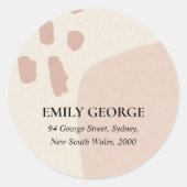 抽象芸術ソフトモダンシック赤面ピンククラフトアドレス ラウンドシール (正面)