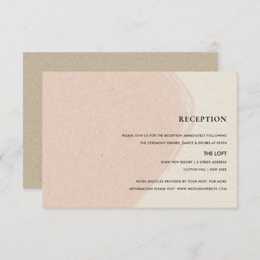 抽象芸術ソフトモダン赤面ピンククラフト披露宴 エンクロージャーカード (正面/裏面)