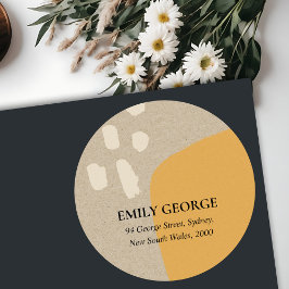 抽象芸術ソフトモダン錆オレンジクラフトアドレス ラウンドシール