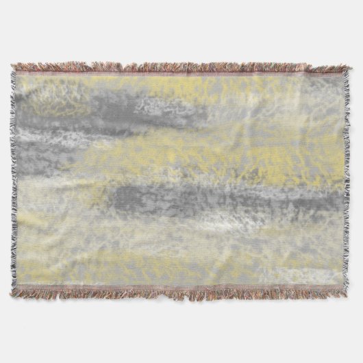 抽象芸術ソフト色相グレーイエロー スローブランケット (正面)