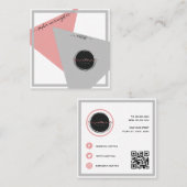 抽象芸術ソーシャルメディア幾何学模様ピンクとグレー スクエア名刺 (正面/裏面)