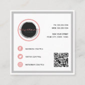 抽象芸術ソーシャルメディア幾何学模様ピンクとグレー スクエア名刺 (裏面)