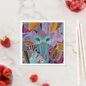 抽象芸術ゾウのコラージュ – 混合質感 スタンダードカクテルナプキン (インサイチュ)