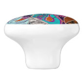 抽象芸術ゾウのコラージュ – 混合質感 セラミックノブ (側面)