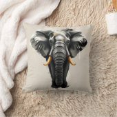 抽象芸術ゾウ(ニュートラルトーンの金ゴールド牙) クッション (ブランケット)