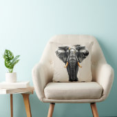 抽象芸術ゾウ(ニュートラルトーンの金ゴールド牙) クッション (椅子)