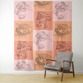 抽象芸術タイガーヘッドラインアート タペストリー (インサイチュ)