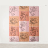 抽象芸術タイガーヘッドラインアート タペストリー (正面)