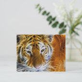 抽象芸術タイガーポートレートフラクタル芸術 ポストカード (スタンド正面)