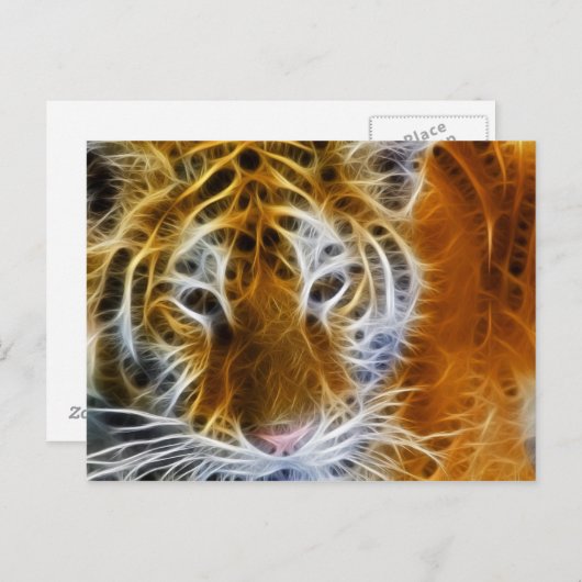 抽象芸術タイガーポートレートフラクタル芸術 ポストカード (正面/裏面)