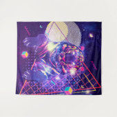 抽象芸術タイガーレトロ宇宙デザイン タペストリー (正面(横))