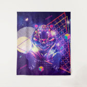 抽象芸術タイガーレトロ宇宙デザイン タペストリー (正面)