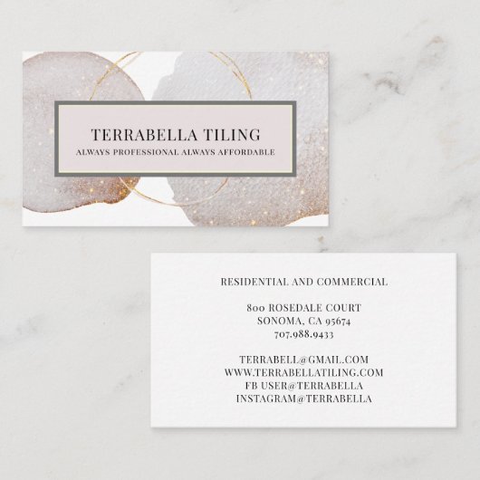 抽象芸術タイル張り床付き名刺 名刺 (正面/裏面)