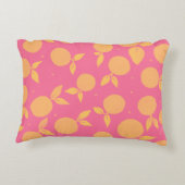 抽象芸術タンジェリンピンクと黄色のパターン アクセントクッション (裏面)