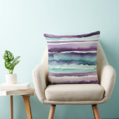 抽象芸術ターコイズと紫色の水彩ストライプ色 クッション (椅子)