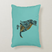 抽象芸術ターコイズと金ゴールド猫 アクセントクッション (正面(垂直))