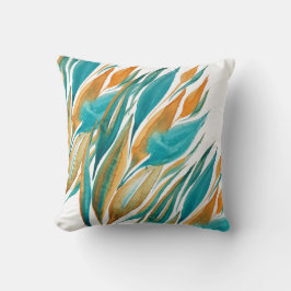 抽象芸術ターコイズと錆の水のカラーアート クッション