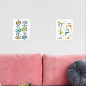 抽象芸術ターコイズオレンジグリーンミッドセンチュリーモダン (リビング)