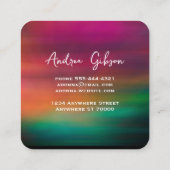抽象芸術ターコイズオレンジ芸術的色はっきりした スクエア名刺 (裏面)