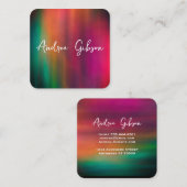 抽象芸術ターコイズオレンジ芸術的色はっきりした スクエア名刺 (正面/裏面)