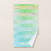 抽象芸術ターコイズストライプ花の水色 バスタオルセット (ハンドタオル)