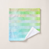 抽象芸術ターコイズストライプ花の水色 バスタオルセット (ウォッシュタオル)