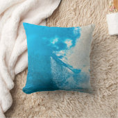 抽象芸術ターコイズパターン クッション (ブランケット)