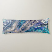 抽象芸術ターコイズブルー白黒絵を描 ボディピロー (裏面)