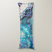 抽象芸術ターコイズブルー白黒絵を描 ボディピロー (正面縦)