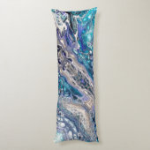 抽象芸術ターコイズブルー白黒絵を描 ボディピロー (裏面 (縦))