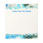 抽象芸術ターコイズブルー&シーグリーンカスタムメモ帳 ノートパッド (正面)