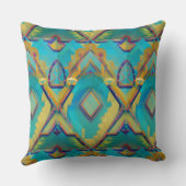 抽象芸術ターコイズモロッコモザイク子猫声 クッション (裏面)
