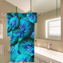 抽象芸術ターコイズ気泡 バスタオルセット