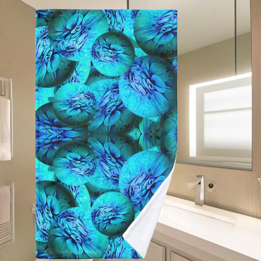 抽象芸術ターコイズ気泡 バスタオルセット