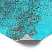 抽象芸術ターコイズ緑色金ゴールドアルコールインク ポスター (角)