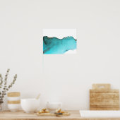 抽象芸術ターコイズ緑色金ゴールドアルコールインク ポスター (キッチン)