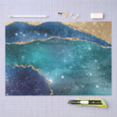 抽象芸術ターコイズ金ゴールドグリッター銀河系ゲート 薄葉紙 (クラフト)