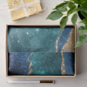 抽象芸術ターコイズ金ゴールドグリッター銀河系ゲート 薄葉紙 (ギフト)