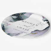 抽象芸術ダスティブルースモーキーアメジスト ペーパープレート (アングル)